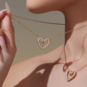 قلادات بدلاية لامعة أنيقة طويلة بجعة مزدوجة ، أقراط سوار بدلاية على شكل قلب جذاب ، مجموعة مجوهرات للفتيات والنساء - Product Image 2
