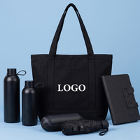 Ensemble cadeau promotionnel carnet et stylo, sac fourre-tout en toile personnalisable, bouteilles d'eau en acier inoxydable
