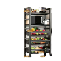 Panier de rangement de cuisine en métal multifonctionnel à 5 niveaux, du sol au plafond, pour légumes, avec capacité de rangement pour casseroles