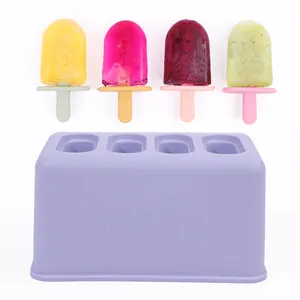 Mehrfarbige wiederverwendbare Eis-Pop-Form frei von BPA 4-teilige Silikon-Eis-Pop-Formen DIY-Eiscreme-Keksform für Kinder Kleinkinder