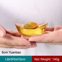 Élégant lingot Yuanbao en cristal avec base lumineuse LED, décoration porte-bonheur Feng Shui, veilleuse, emballage cadeau