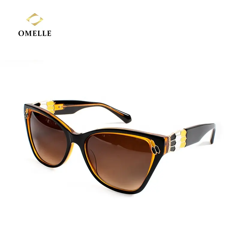 OMELLE Designer Brand Big Square Frame Thick Acetate Sunglasses with Epoxy decoration