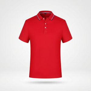 Men's <b>Red</b> Short Sleeve Pique <b>Polo</b> <b>Shirt</b> Solid Color Casual Knitted Design Button Front Regular Fit - Product Image 3