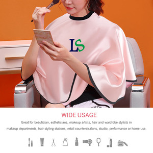 Factory <span class=keywords><strong>Outlet</strong></span> Pink Logotipo personalizado Esteticista Maquillaje Capa Coloración del cabello para clientes Shorty Smock Maquillaje - Product Image 2