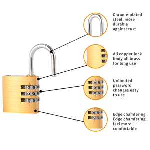 Cadenas à combinaison 3 chiffres en laiton massif 30 mm, cadran en zinc, pièces en acier inoxydable, pour bagages et armoires - Product Image 3