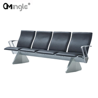 4 chaises d'attente en aluminium pour aéroport, gare, banque, bureau ou réception