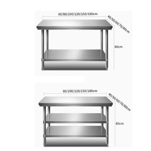 Bàn làm việc bằng thép không gỉ ba lớp Bàn làm việc nhà bếp ba lớp cho khách sạn & nhà hàng lắp ráp dễ dàng tháo gỡ - Product Image 1
