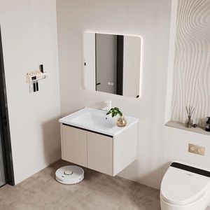 Montaje en pared estilo europeo muebles de baño vanidad gabinete conjuntos con mármol superior Led espejo para el hogar Hotel al por mayor - Product Image 5