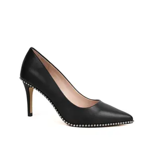 Custom Versatile Pumps Pointed-toe Women Shoes Gleaming Bead Chain Pumps Stiletto Heel Custom Black High Heel Shoes For Women