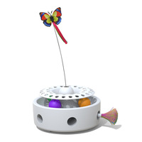 Jouets de luxe pour chats 3-en-1 : Jouet interactif automatique pour chatons avec papillon flottant, balles à plumes à mouvement aléatoire, double alimentation, en plastique