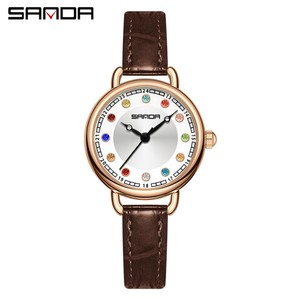 Reloj de Cuarzo Sanda 1130 para Mujer, Diseño Exclusivo y Elegante, Mini Reloj de Pulsera con Piedra de Nacimiento, Resistente al Agua, a la Moda - Product Image 2