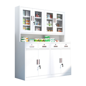 <span class=keywords><strong>Armoire</strong></span> médicale en acier de 1500 mm avec portes vitrées, 4 tiroirs, rangement pour <span class=keywords><strong>pharmacie</strong></span>, dessus en acier inoxydable, base sécurisée, serrure de sécurité, durable - Product Image 1