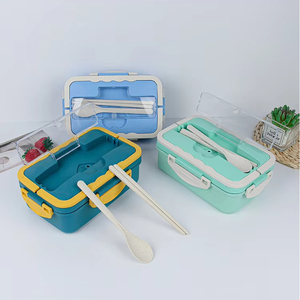 Boîte à lunch Bento LingHui sans BPA, compatible micro-ondes, avec couvercle en plastique, portable, <span class=keywords><strong>empilable</strong></span>, pour adultes - Product Image 5