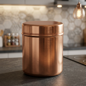 Recipiente Redondo Hermético para Alimentos de Cobre, Tarro para Especias de Diseño Minimalista con Acabado Pulido, 1 Capa, Mantiene la Frescura - Product Image 4