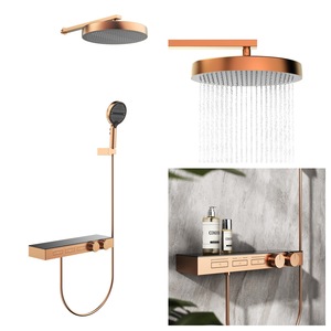 Ensemble de <span class=keywords><strong>douche</strong></span> thermostatique semi-encastré en or rose brossé de conception <span class=keywords><strong>italienne</strong></span> avec pré-installation murale - Product Image 1