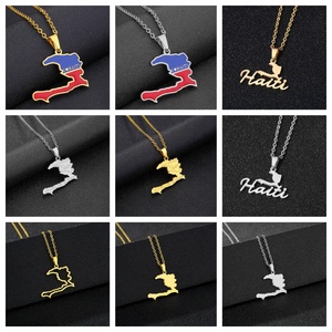 Collier ras du cou en acier inoxydable avec pendentif carte de divers pays et drapeau national, bijoux pour homme et femme, cadeau - Product Image 2