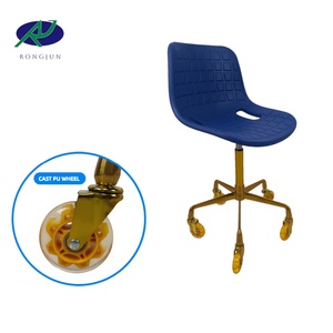 Silla de Barbería, Hospital, Médica, Antiestática, con Respaldo de PU, Altura Ajustable, Giratoria, con Ruedas de PU, Industrial, de Laboratorio, Azul - Product Image 4