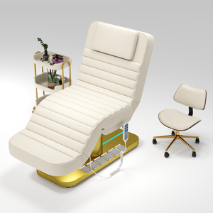 High <b>End</b> Luxury Gold Facial Cosmetic <b>Bed</b> Black Electric Foot Control Facial and Massage <b>Bed</b> for Beauty Salon esthetician <b>bed</b> - Product Image 1