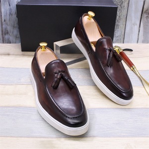 Chaussures d'été en cuir pour hommes, mocassins à franges respirants en cuir véritable, chaussures plates à enfiler pour tous les jours, confortables et durables - Product Image 3