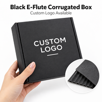 Boîtes d'expédition pliables en carton ondulé noir E-Flute personnalisées avec logo imprimé pour bijoux, cadeaux, e-commerce, vente en gros