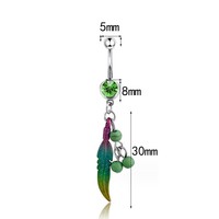 CRYSPURE Nouveauté Été – Piercings de Nombril en Acier Inoxydable avec Zircon Vert en Forme de Tortue pour Femme – Bijoux de Corps en Gros