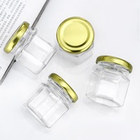 Stoples kaca madu berbentuk silinder kustom 45ml kemasan transparan mewah stoples kaca madu kosong dengan tutup Tinplate