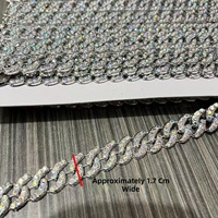 Chaîne à maillons en forme de S unique avec strass AB, bande de garniture à double lune pour bijoux hip-hop et décorations de chaussures tendance