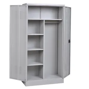 Cheap Clothes Wardrobe Metal Swing Door Storage Locker Cabinet