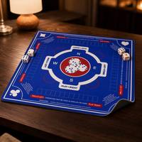 Nappe de mahjong de luxe carrée de 33 pouces en néoprène, anti-bruit, avec instructions imprimées, bleue, portable et lavable, tapis de jeu