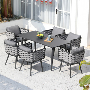 Ensemble de table à manger télescopique nordique d'extérieur et de chaises en métal avec structure métallique pour jardin, <span class=keywords><strong>terrasse</strong></span>, balcon, cour - Product Image 2