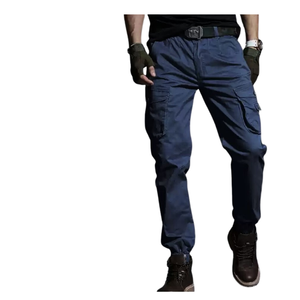 Zipper Fly Mid Waist <b>Elastic</b> Lightweight Men's Cargo Pants with Large-Capacity Pockets for Business <b>Work</b> - Product Image 5