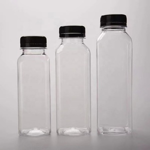 350ml 400ml 500ml PET <b>Plastic</b> square Empty <b>Cups</b> With Lid Cold <b>Drink</b> Boba Milk Tea Juice clear <b>Plastic</b> Bottles for Beverage - Product Image 1