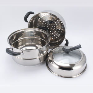 Marmite à vapeur en acier inoxydable à <span class=keywords><strong>trois</strong></span> couches marmite de grande capacité avec couvercle de support de visualisation et place à la vapeur - Product Image 6