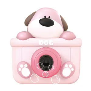 Enfants dessin animé animaux chien forme été extérieur automatique bulle caméra jouets lumière et musique plastique bulle Machine pour les enfants