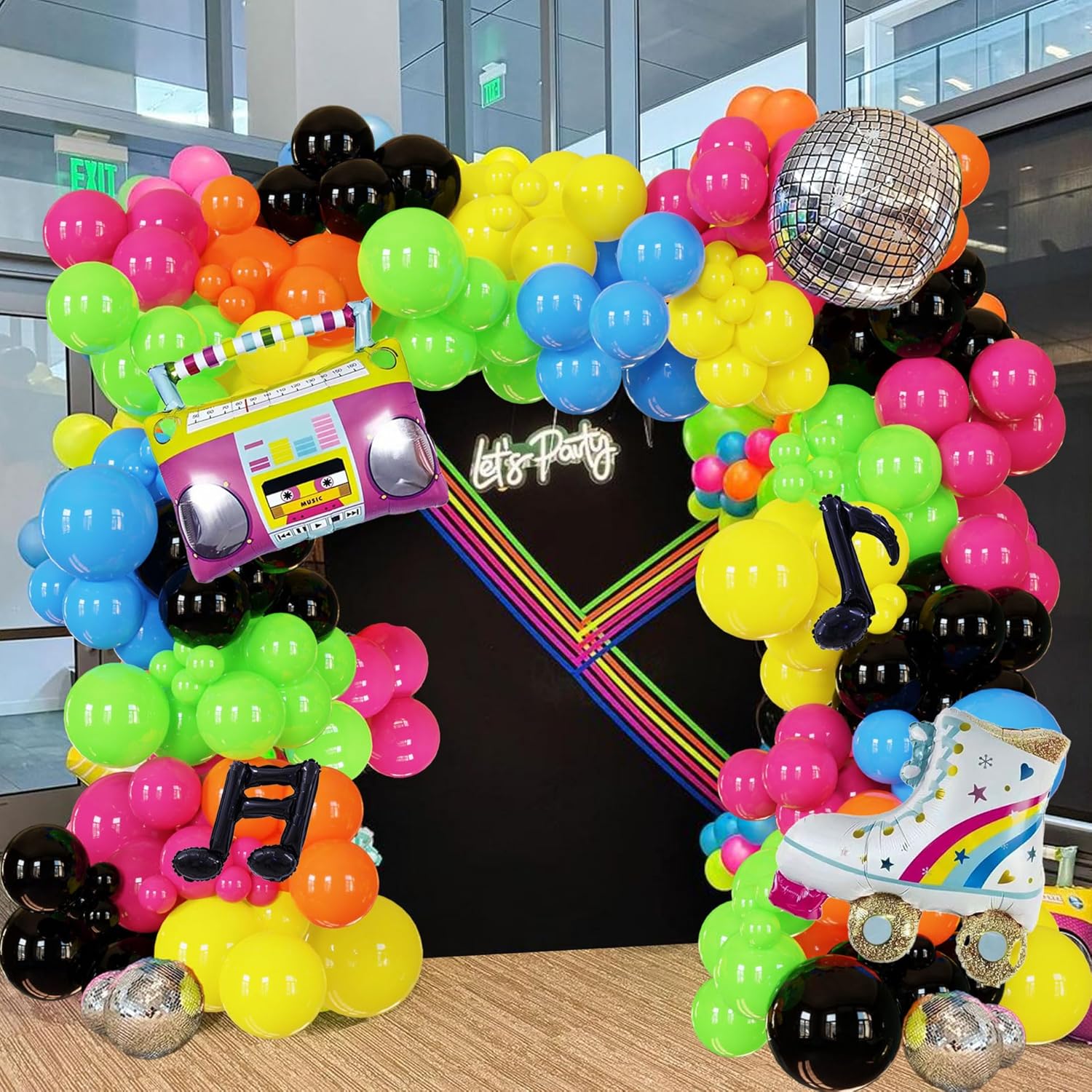 7-Piece 80s Retro Party Decor Set - 3D Boombox & Cassette Boxes For 80s 90s Theme Parties