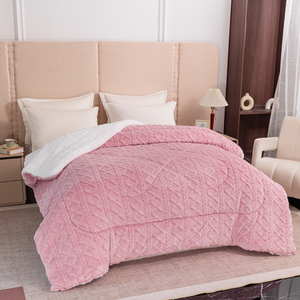 <span class=keywords><strong>Edredón</strong></span> de Microfibra Tafetán Grueso Nuevo, Relleno de Poliéster Rosa, Estilo Americano para Todas las Temporadas, Sábana Completa - Product Image 2