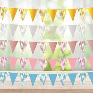 Luxury Nordic Ins Wave Pattern Bronzing Pennants Pull Flag Birthday Party Supplies <b>Paper</b> Decoration Pennant Banner - Product Image 5