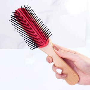 <span class=keywords><strong>Denman</strong></span>-<span class=keywords><strong>cepillo</strong></span> de pelo rizado con mango de bambú Natural, Logo personalizado, 9 filas, desmontable, <span class=keywords><strong>precio</strong></span> de fábrica - Product Image 4