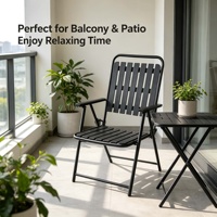Chaise pliante moderne en acier inoxydable, confortable, imperméable, durable, portable, écologique, design noir, pour chambre et école (vente en gros)