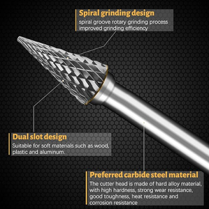 Phụ kiện dụng cụ mài xoay hai lưỡi cắt kép bằng cacbua vonfram, cán 6mm 12mm 1/4 inch, mã SA SF SC SB SL - Product Image 2