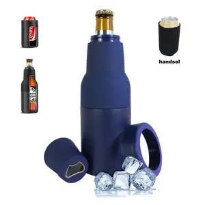 Frosty Vacuum Insulated Double Wall Stainless Steel Wedding Party Beer Chiller Long Neck 3-1 beer Bottle Can Cooler with Opener