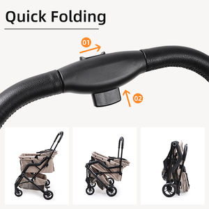 Evcil hayvan arabası ° döner tekerlekler ile katlanmış 360, alüminyum alaşımlı çerçeve, çıkarılabilir ve yıkanabilir kumaş sepeti - Product Image 3