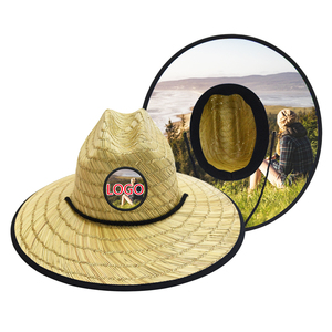 Vente en gros mode été Sombreros De Paja Logo personnalisé soleil large bord hommes plage herbe creuse sauveteur <span class=keywords><strong>chapeau</strong></span> de paille pour hommes - Product Image 2