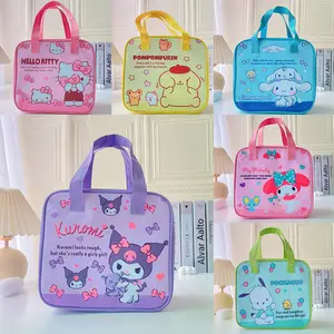 Top Vente Dessin Animé Kuromi Mignon Isolé Sac À Lunch Pratique Pliable En Cuir PU Feuille D'aluminium Fourre-Tout Bento Sac