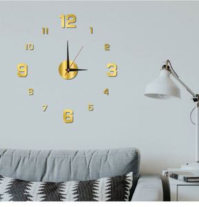 Modern 3D Wall <b>Clock</b> DIY Frameless Acrylic Mute Digital Mirror Wall Sticker Quartz Watch for Home Office Decor - Product Image 3