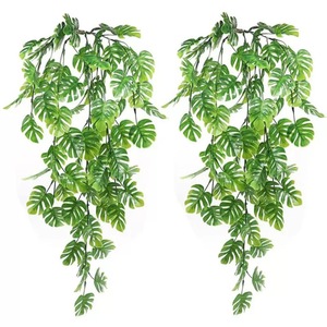 0001 Artificial Monstera <b>Leaves</b> <b>Wall</b> Hanging Vines Plastic Indoor <b>Decor</b> Greenery 30cm-100cm - Product Image 1