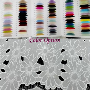 Nouvelle collection de tissus brodés en coton épais, dentelle de luxe rose fuchsia pour châle - Product Image 1