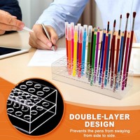 Support de rangement de bureau en acrylique transparent à 48 emplacements pour pinceaux de peinture et pinceaux de maquillage