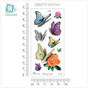 ศิลปะบนเรือนร่างกันน้ำสำหรับหลังแขนสีดำสติกเกอร์รอยสักชั่วคราวมีดอกไม้<span class=keywords><strong>3D</strong></span> ลายดอกกุหลาบผีเสื้อสำหรับผู้หญิง - Product Image 1