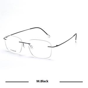 نظارات طبية فاخرة عالية الجودة من التيتانيوم بدون إطار مستطيلة الشكل خفيفة الوزن بإطار ذهبي أنيق - Product Image 4